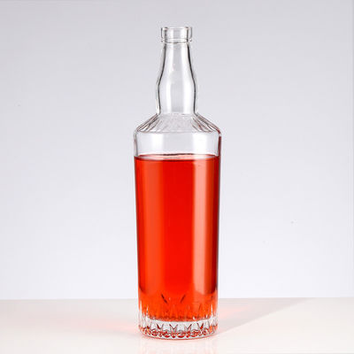 750ml Custom Design Glass Whisky Bottle with Cork Clear and Collar Material Glass